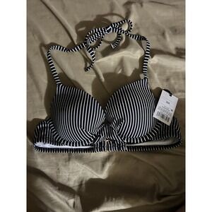 Women's Lightly Lined Twist-Front Bikini Top Shade & Shore, Black & White 32A